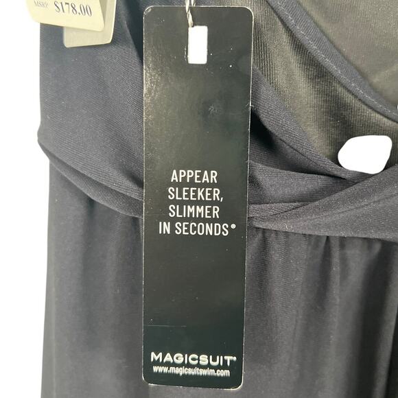 MagicSuit Swim NWT Black Size 12 Bianca One Piece Suit Halter Romper Swimsuit - Picture 8 of 8